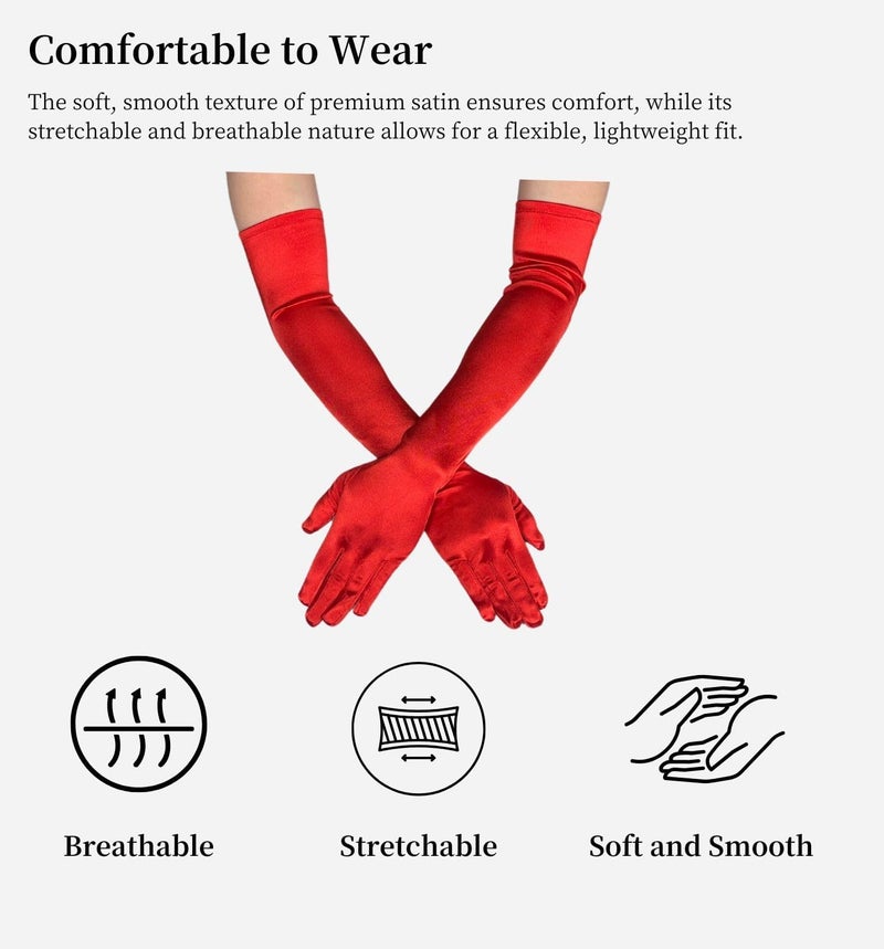 MD Style Long Opera Gloves for Women - 20s Party Costume - Elbow Length Tea Party Satin Gloves - Princess Accessories - Image 4